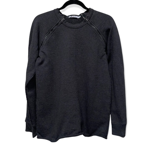 T by  Alexander Wang Dark Gray Shoulder Zip Fleece  Pullover/Sweater Size Small - Picture 1 of 8